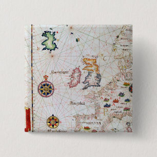 De Britse eilanden, Iberia en Noordwest-Afrika Vierkante Button 5,1 Cm