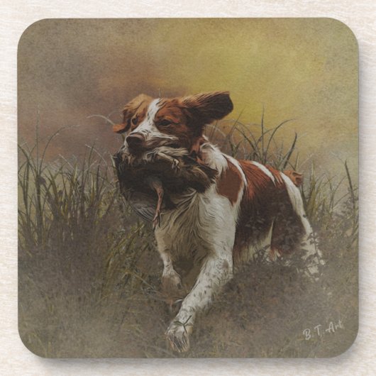 De Brittany spaniel Ceramic Tegel Bier Onderzetter (Voorkant)