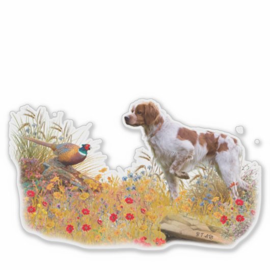 De Brittany spaniel Sticker (Voorkant)
