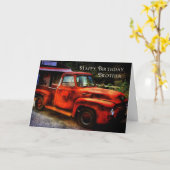 De Broer van de verjaardag - Klassieke Vrachtwagen Kaart (Gele Bloem)