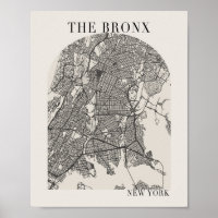 De Bronx New York Boho Arch Beige Street Map