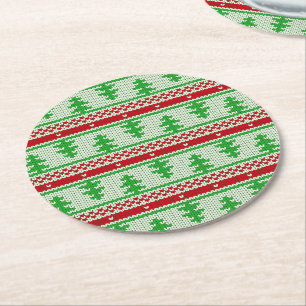 De broodjes van Xmas naadloos patroon 2 + uw ideeë Ronde Kartonnen Onderzetter