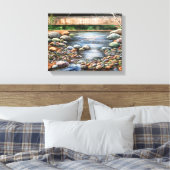 De Brook mooie heldere dag stroomt water rotsen Canvas Afdruk (Insitu (Slaapkamer))