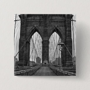 De Brooklyn Bridge in New York City Vierkante Button 5,1 Cm