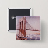 De Brooklyn Bridge Vierkante Button 5,1 Cm (Voorkant /achterkant)