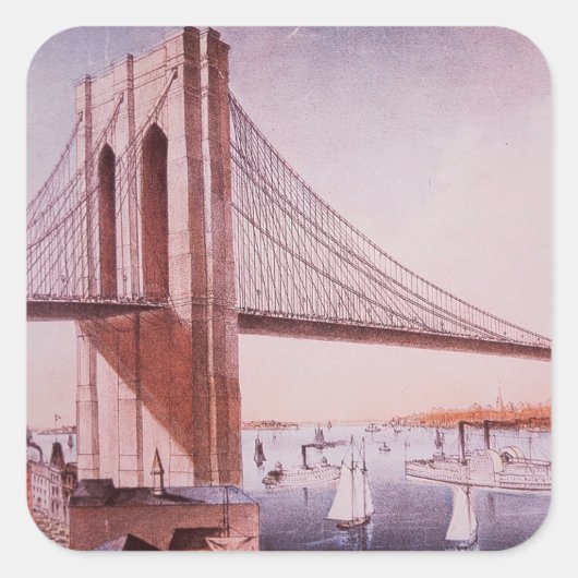 De Brooklyn Bridge Vierkante Sticker (Voorkant)