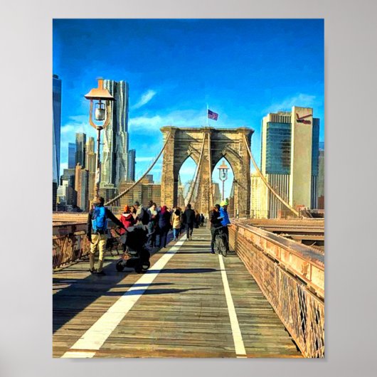De Brooklyn Brug van Manhattan lopen, NYC Poster (Voorkant)