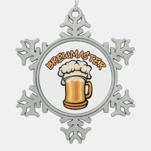De Brouwmeester heeft een bierpul nodig Tin Sneeuwvlok Ornament