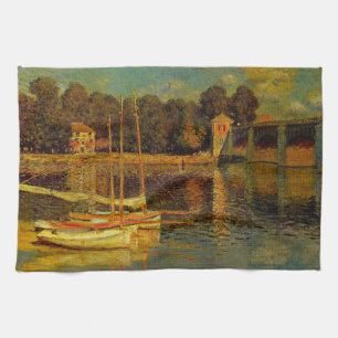 De brug in Argenteuil door Claude Monet Theedoek