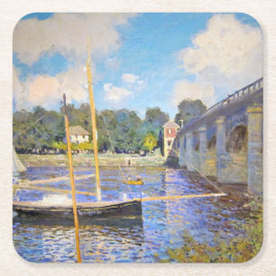 De brug in Argenteuil, Monet Vierkante Kartonnen Onderzetter