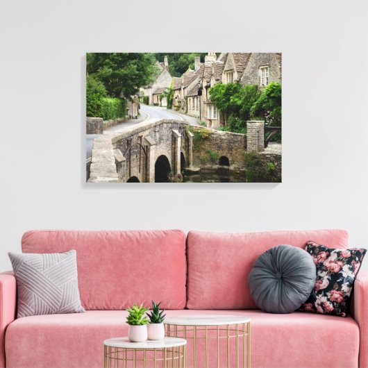 De brug in Castle Combe, UK canvas Afdruk (Insitu (Woonkamer))