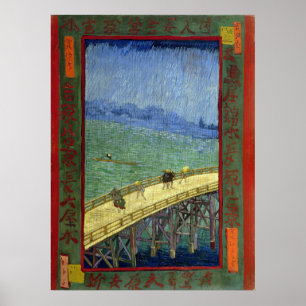De brug in de Regen (na Hiroshige) Van Gogh Poster