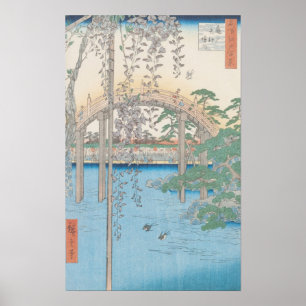 De brug met Wisteria of Kameido Tenjin Poster
