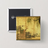 De brug over de rivier Liji Vierkante Button 5,1 Cm (Voorkant /achterkant)