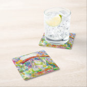 De brug, Paul Cezanne Vierkante Kartonnen Onderzetter (Insitu)