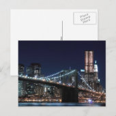 De Brug van Brooklyn bij Nacht, de Stad van New Briefkaart (Voorkant / Achterkant)