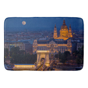 De Brug van de ketting en Volledige Maan bij nacht Badmat