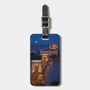 De Brug van de ketting en Volledige Maan bij nacht Bagagelabel