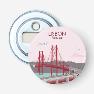 De brug van Lissabon over de Tagus in stijl Button Flesopener