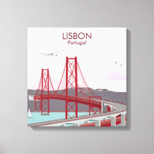 De brug van Lissabon over de Tagus in  stijl Canvas Afdruk