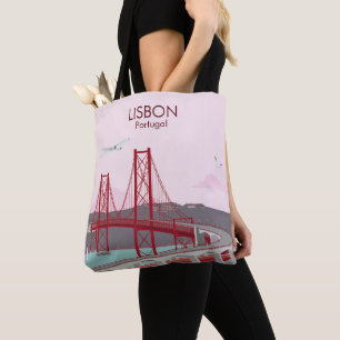 De brug van Lissabon over de Tagus in stijl Draagtas