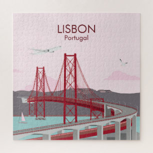 De brug van Lissabon over de Tagus in  stijl Legpuzzel