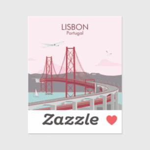De brug van Lissabon over de Tagus in  stijl Sticker