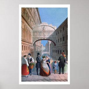 De brug van Sighs, Venetië, gegraveerd door Brizeg Poster