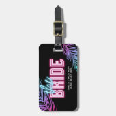 De Bruid Blauw & Roze Tropische Bach Bagagelabel (Voorkant verticaal)