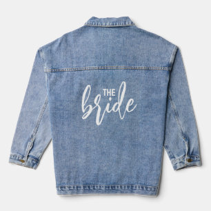 De bruid Elegant White Script Typografie Denim Jacket