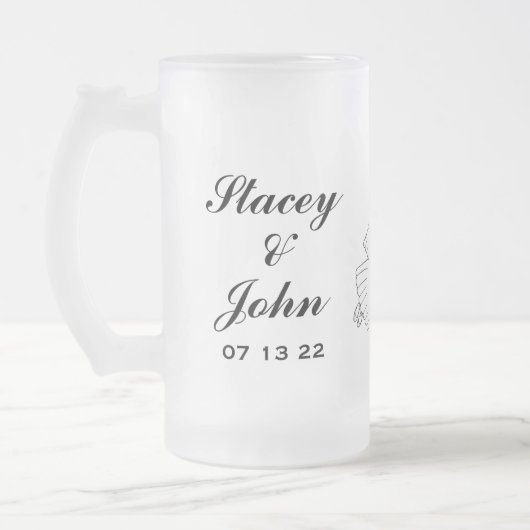 De bruid en Groom persoonlijk gelukkig na Matglas Bierpul (Links)