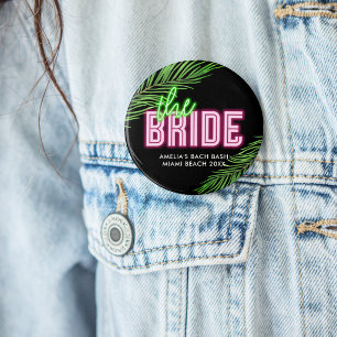 De Bruid Groen & Roze Tropische Bach Ronde Button 7,6 Cm