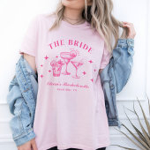 De bruid Hot Pink Cocktail Travel Bachelorette T-shirt