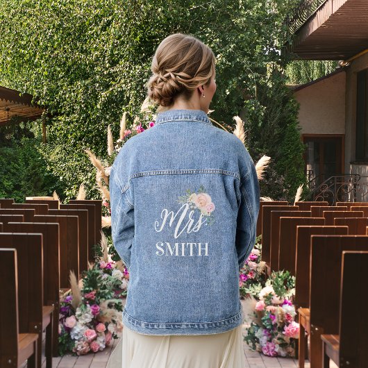 De Bruid Mrs. Roze Bloemenboeket Denim Jacket