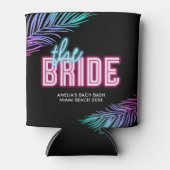 De bruid Neon Blue & Pink Tropical Bach Blikjeskoeler (Voorkant)