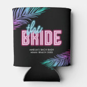 De bruid Neon Blue & Pink Tropical Bach Blikjeskoeler (Achterkant)