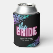 De bruid Neon Blue & Pink Tropical Bach Blikjeskoeler (Blikje Achterkant)