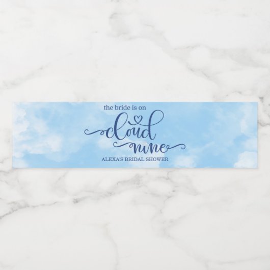 De bruid staat op Cloud 9 Paper Waterfles Etiket (Enkel label)