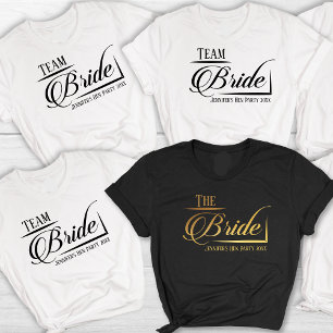 De bruid team bruid hen partij naam jaar t-shirt