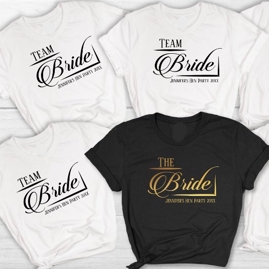 De Bruid Team Bruid Hen Party Naam Jaar T-shirt