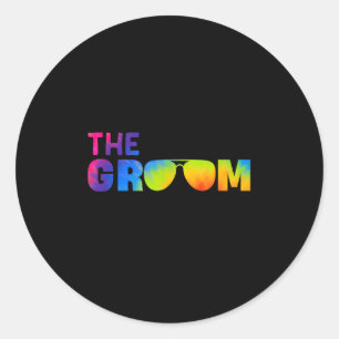 De Bruidegom Tie Dye Coole Zonnebril Grappig Jongg Ronde Sticker
