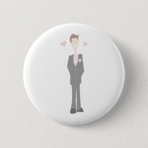 De Bruidegom van de Cartoon van Lovestruck Ronde Button 5,7 Cm