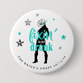 De Bruidsmeisjes Disco Teal ID925 Ronde Button 7,6 Cm (Voorkant)