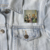 De bruiloft presenteert vierkante button 5,1 cm (In situ)