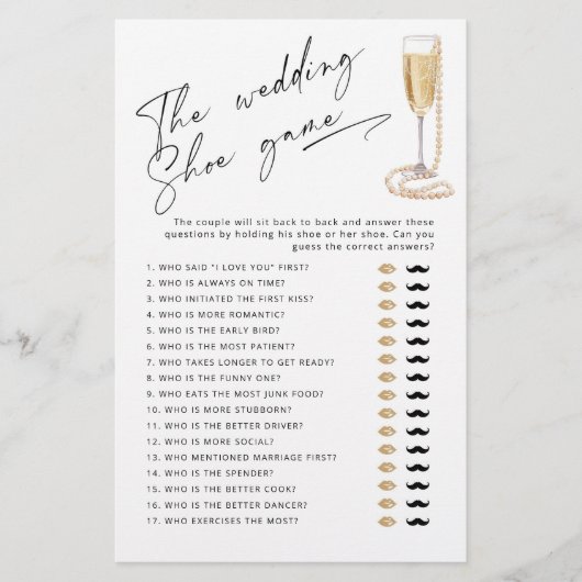 De bruiloft schoen spel Parels en Prosecco spel (Voorkant)