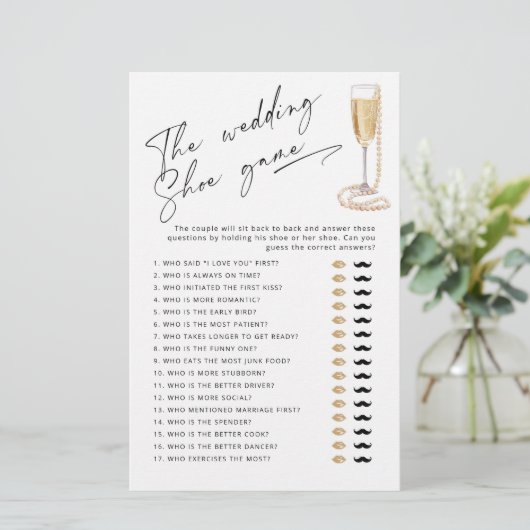 De bruiloft schoen spel Parels en Prosecco spel (Staand voorkant)