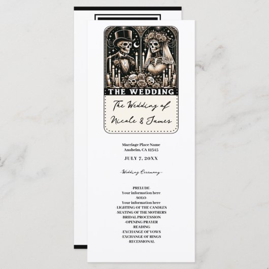 DE BRUILOFT Tarot Skeletons Bruid & bruidegom Prog Programma (Voorkant / Achterkant)