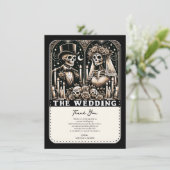 DE BRUILOFT Tarot Skeletten Bruid & bruidegom Kaart (Staand voorkant)