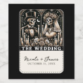 DE BRUILOFT Tarot Skeletten Bruid & bruidegom Wijn Etiket (Enkel label)