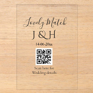 De bruiloft van add koppel naam QR code scan detai Acryl Uitnodigingen